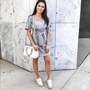 Express grey tie waist dress XS